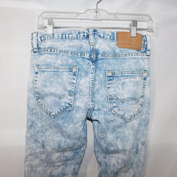 American Eagle Mens 28 x 32 Acid wash Distressed Destroyed FLEX Jeans - Picture 8 of 11
